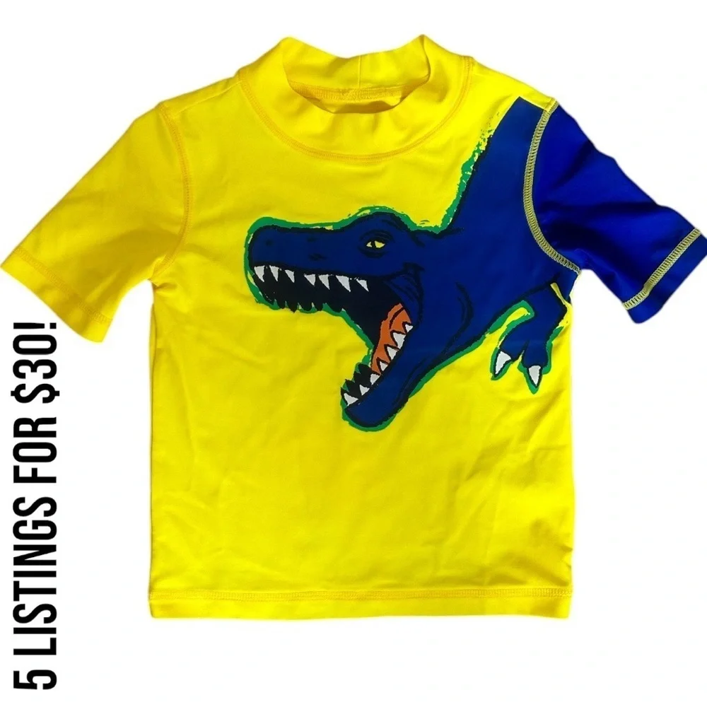 Carter’s Toddler Boy Vibrant Dinosaur Swim Rash-guard Graphic T-Shirt Size 3T
